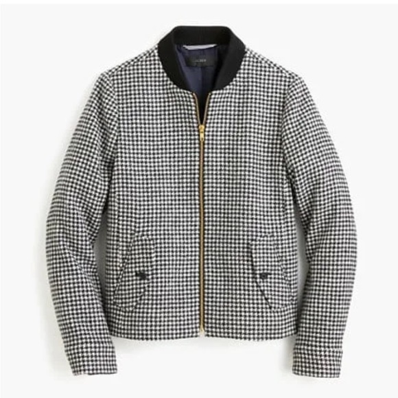 J. Crew English Wool Black and White Houndstooth Jacket Small - Picture 3 of 11